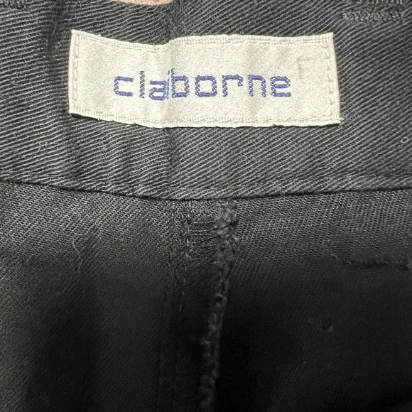 Claiborne Shorts Mens 38 Black Classic Flat Front Casual Chino Pockets Summer - Picture 4 of 7